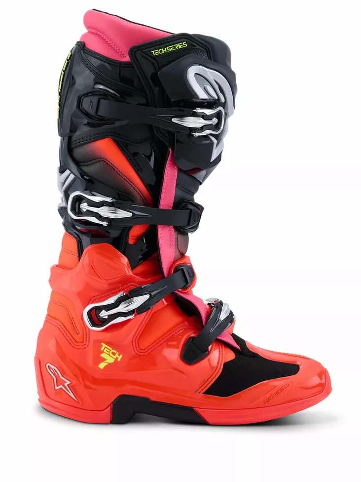 Alpinestars Ajosaapas Tech 7 Musta/Punainen Fluo/Pinkki Fluo - Offroad ajosaappaat - D513760 - 1