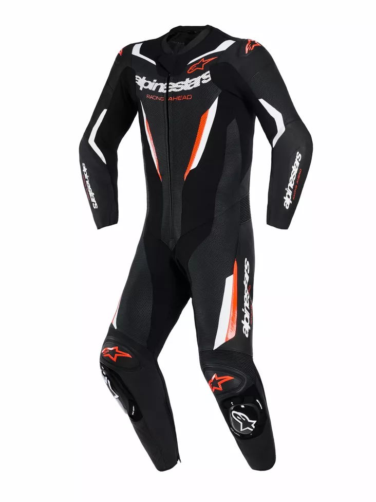 Alpinestars Nahkapuku 1PCS GP Force V2 Musta/Valkoinen/Fluo Punainen - Nahkaiset moottoripyöräpuvut - D528970 - 1