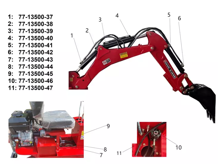 Bronco Hydrauliletku Nostopuomi takimmainen 77-13500 - Mönkijän kaivuulaitteet - D458230 - 1