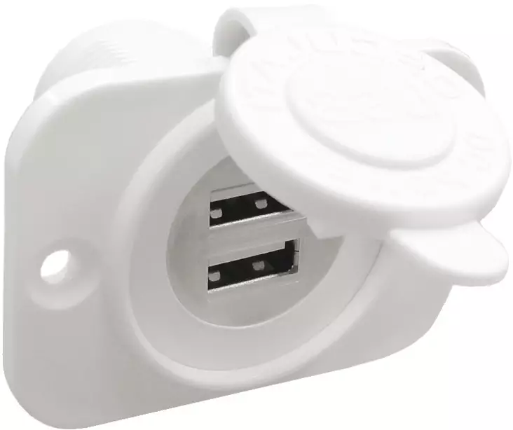 Double USB socket white rear nut + panel - Veneen Pistorasia & pistokkeet - D271610 - 1