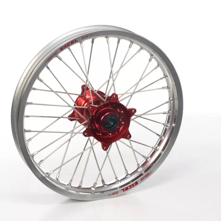 Haan wheel CR 125/250-CRF 250/450 95-.. 21-1,60 SILVER RIM/RED HUB - Moottoripyörän täydelliset vanteet - D523440 - 1