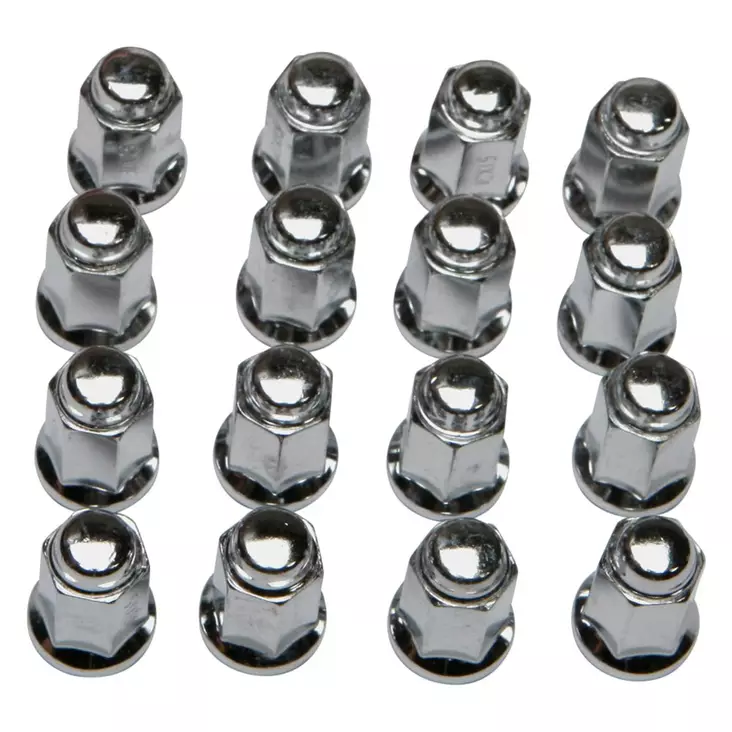 ITP Pyöränmutterisarja 10 x 1.25mm 90° kromi 16 kpl - Mönkijän vanteiden mutterit ja kapselit - D65620 - 1