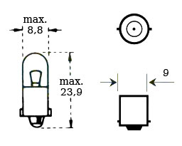 Polttimo 12v 3w Ba 9s - Polttimot - D495150 - 1