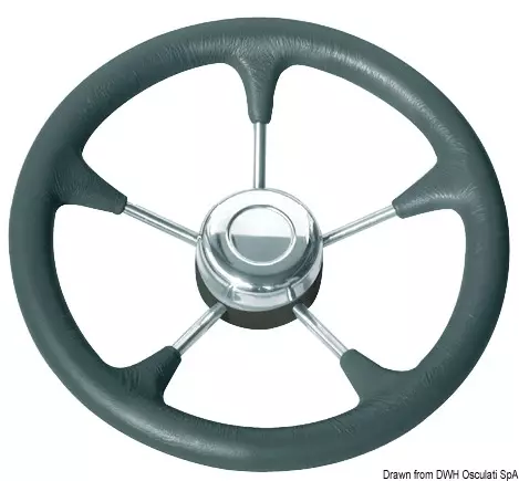 Polyurethane steer. wheel SS spokes Ø 280 mm black - Ohjauspyörät - D258840 - 1