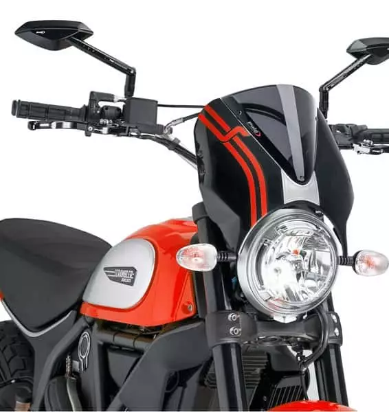 Puig Windshield Retrovision Scrambler 15-17 Black/Ds - Moottoripyörän tuulisuojat - D301080 - 1