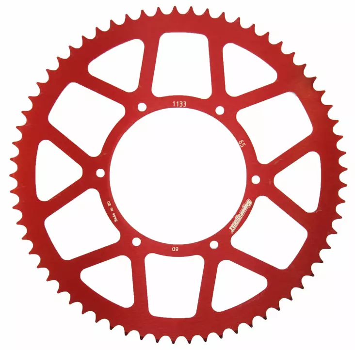 Supersprox Takaratas, Punainen, 65 hammasta (420), Ø108mm, Aprilia 14-, Derbi 10 - Mopon Takarattaat - D190450 - 1