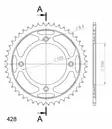 Supersprox Teräs takaratas SU RM80/85 / YA YZ80/85 Musta 48 - Moottoripyörän takarattaat - D211731 - 2