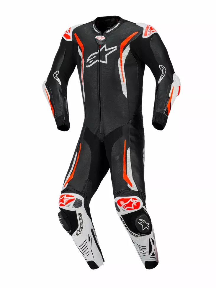 Alpinestars Nahkapuku 1-pcs GP Tech v5 Musta/Valkoinen/ Fluo Punainen - Nahkaiset moottoripyöräpuvut - D520431 - 1