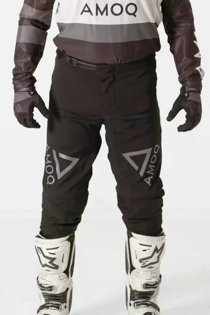 AMOQ Airline Stretch Ajohousut Musta/Harmaa - Motocross housut MX - D442621 - 1