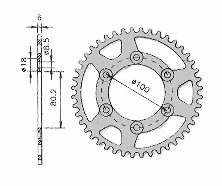 Forte Takaratas, 48 hammasta (420), Ø80mm, Rieju RR, Spike - Mopon Takarattaat - D479821 - 1