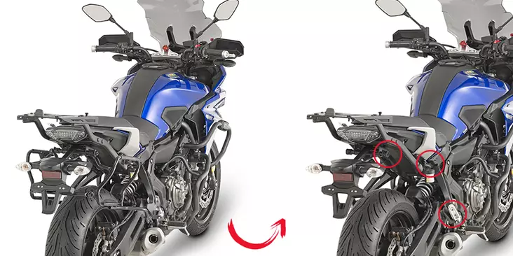 Givi Putkisivutelineet Rapid release V35-laukuille MT-07 Tracer 2016- - Moottoripyörän laukkujen kiinnityssarjat - D212391 - 1