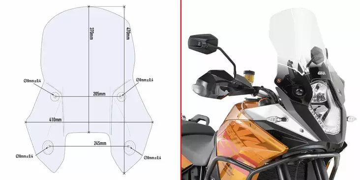 Givi Specific screen transparent 37 x 41 cm 1190 Adventure / Adventure R (13) - Moottoripyörän tuulisuojat - D159961 - 1