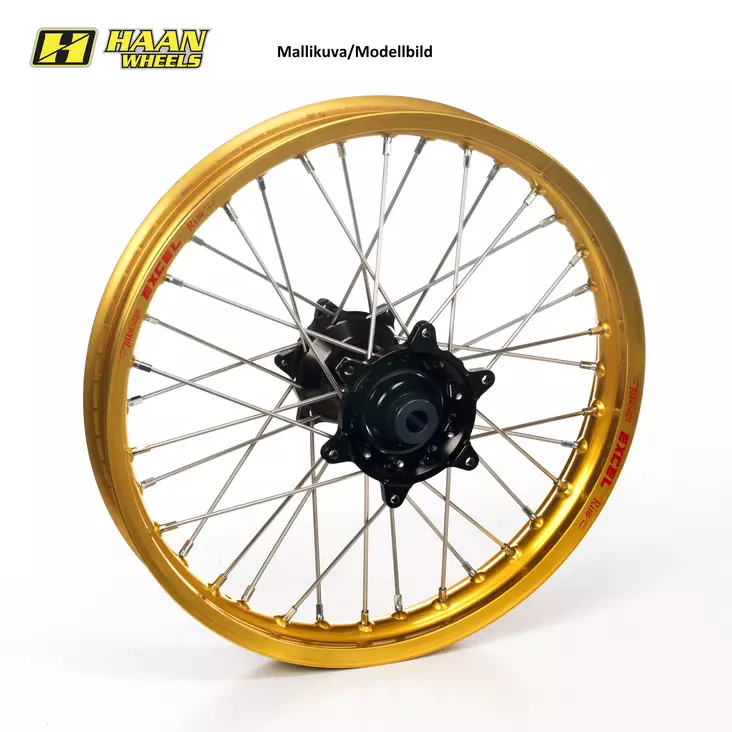 Haan wheel CRF450 02- 17-3,50 GOLD RIM/BLACK HUB - Moottoripyörän täydelliset vanteet - D490951 - 1