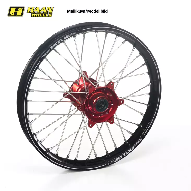 Haan wheel KX 250 / KXF 450 03-14 19-2,15 RED HUB/BLACK A60 RIM - Moottoripyörän täydelliset vanteet - D164221 - 1