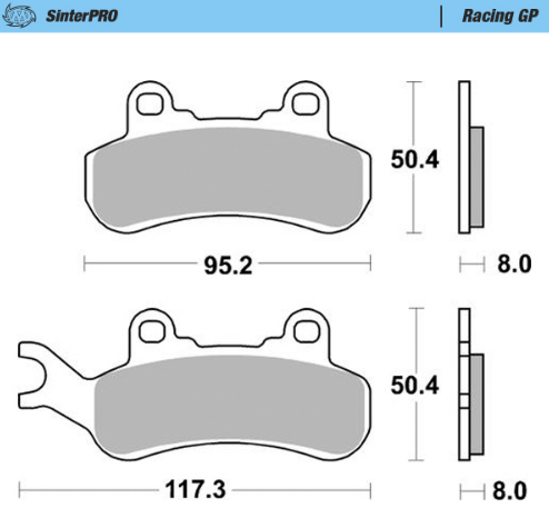 Motomaster Brake pads Racing GP: ATV/UTV - Moottoripyörän jarrupalat - D481511 - 1