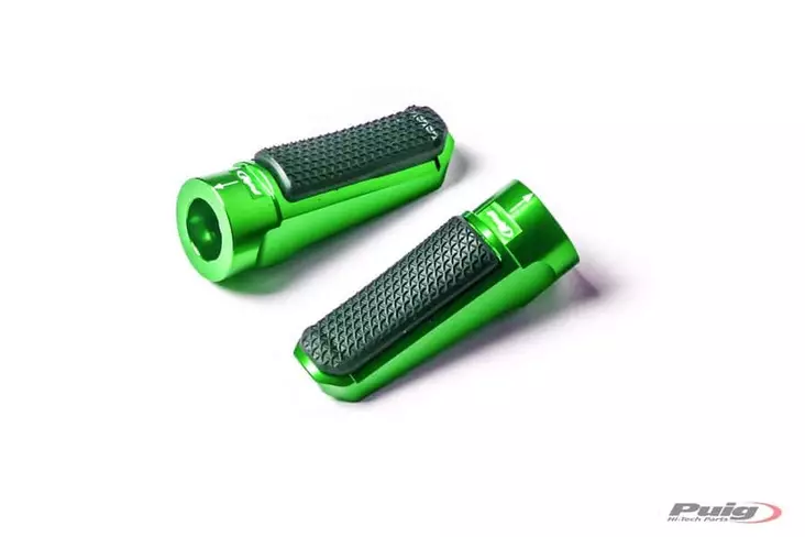 Puig Footpegs Racing+Rubber Rig/Left C/Green - Moottoripyörän jalkatapit - D300621 - 1