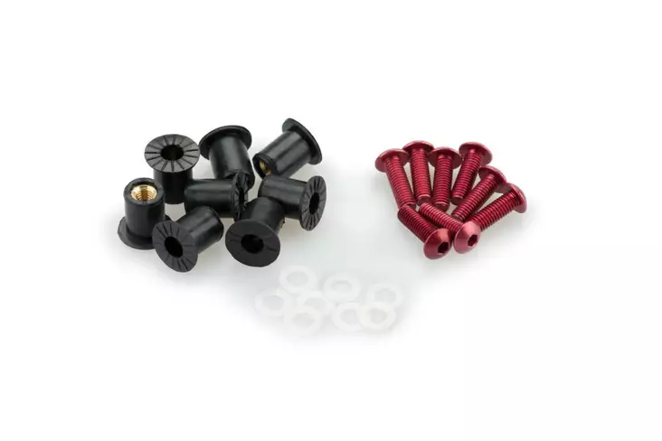 Puig Screw Kit whit silentblocks C/Red - Moottoripyörän tuulisuojien tarvikkeet - D58831 - 1
