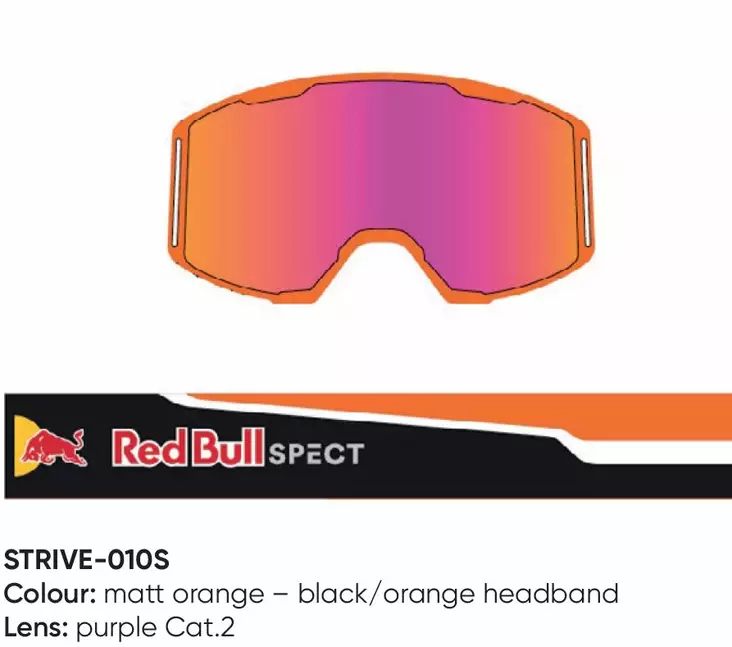 Spect Red Bull Strive MX Goggles Single lens Black/Orange purple - Ajolasien linssit & varaosat - D433921 - 1
