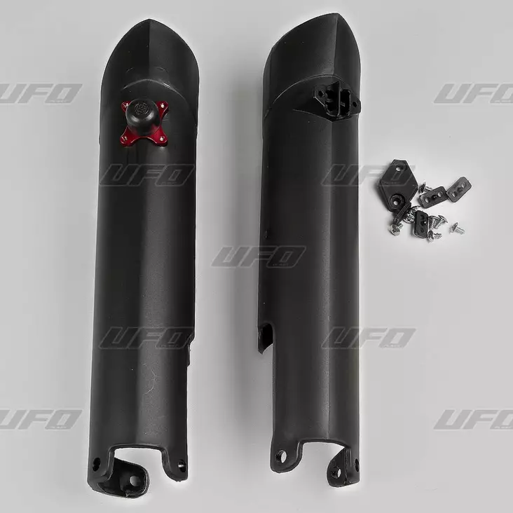 UFO Starttinappi/Etuhaarukan suojat KTM125-450 SX/SXF 07-14 Musta 001 - Moottoripyörän Launch control - D219661 - 1