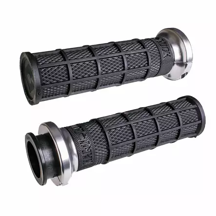 ODI Street V-TWIN Lock-On HART-LUCK Full-Waffle BLACK/Black/silver - Moottoripyörän kahvakumit - D510202 - 1