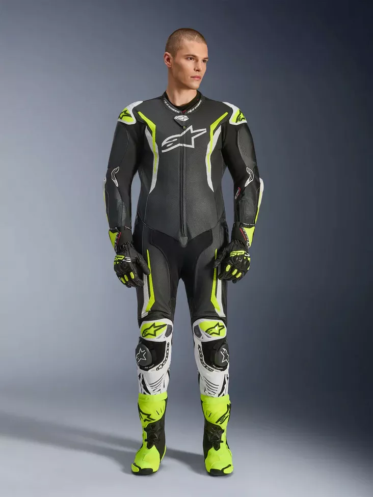 Alpinestars Nahkapuku 1-pcs GP Tech v5 Musta/Valkoinen/Fluo Keltainen - Nahkaiset moottoripyöräpuvut - D520432 - 1