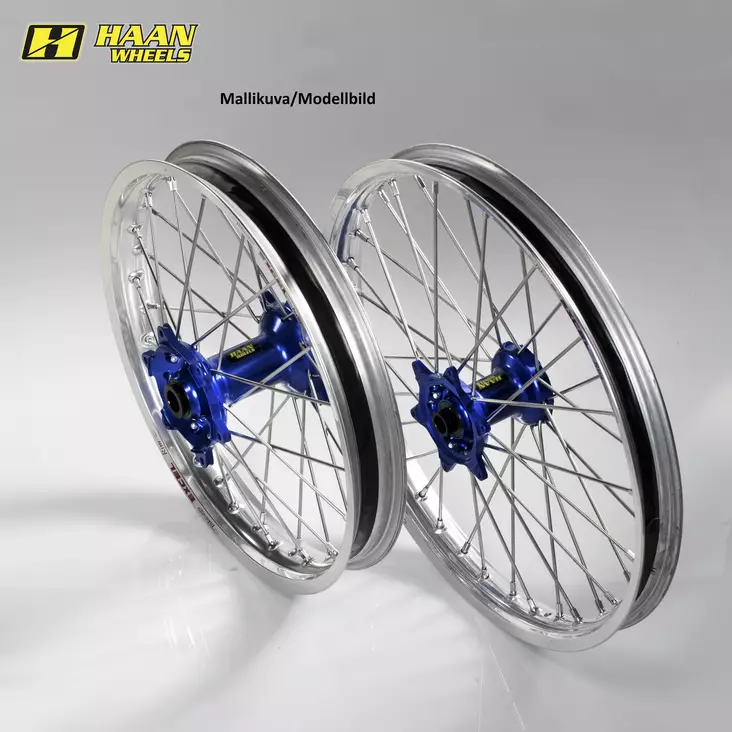 Haan wheel WR125/250/WRF250/426/450 99-13 17-3,50 SILVER RIM/BLUE HUB - Moottoripyörän täydelliset vanteet - D353462 - 1