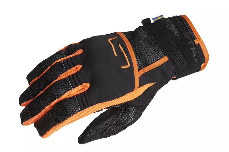 Lindstrands Hanska Nyhusen Musta/oranssi - Lyhyet moottoripyörähanskat - D371242 - 1