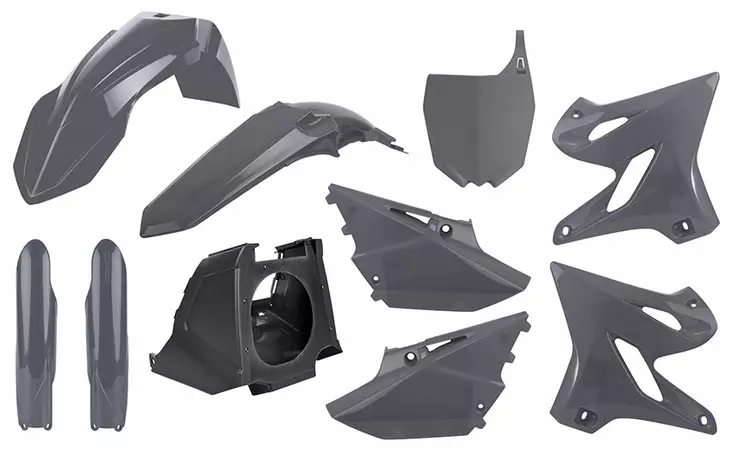 Polisport kit Yamaha YZ125/250(02-21)Resty w/18 fork guards(08->) Nardo Grey (1) - Moottoripyörän muovisarjat - D343402 - 1