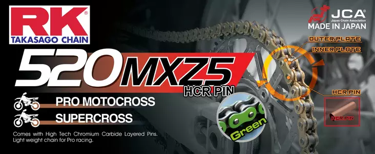 RK MM520MXZ5 Offroad Pro ketju Vihreä +CL (Jousil.) - Ketjut 520 - D501502 - 1