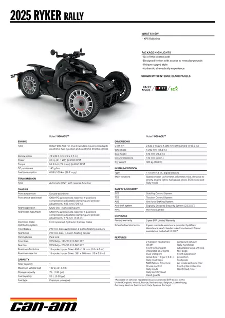 CAN-AM 25 RYKER RALLY 900 ACE - Can-Am Roadsterit 2025 mallisto - 138863 - 2