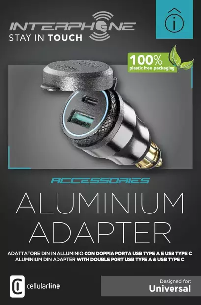 Interphone Din Adapter - 2 Usb - Moottoripyörän matkapuhelintarvikkeet - D501633 - 2