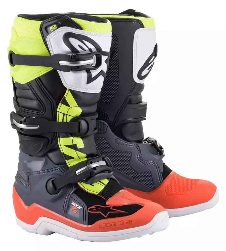 Alpinestars Ajosaapas Tech 7s Nuorten Harmaa/Punainen/Fluo Kelt. - Offroad ajosaappaat - D372123 - 1