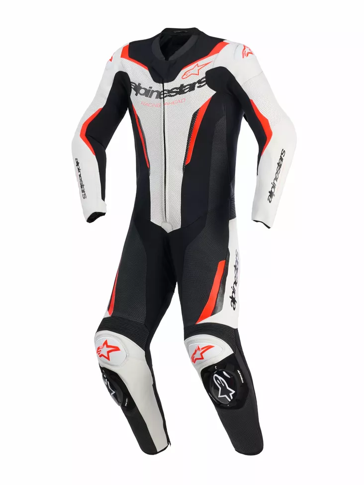 Alpinestars Nahkapuku 1PCS GP Force V2 Musta/Valkoinen/Punainen Fluo - Nahkaiset moottoripyöräpuvut - D528973 - 1