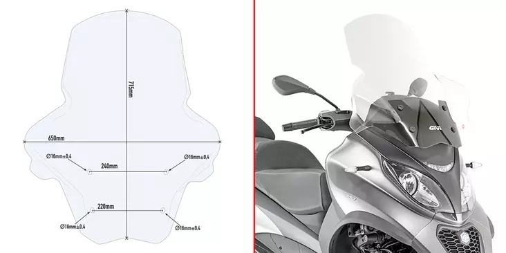 GIVI SPOILER PIAGGIO 350/500 MP3 - Moottoripyörän tuulisuojat - D332173 - 1