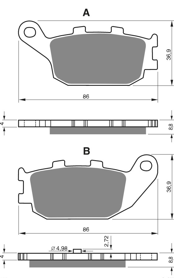 GOLDFREN Jarrupalat 155 Ceramic carbon S3 Rear Honda NSS250 FORZA 00-04 - Moottoripyörän jarrupalat - D482083 - 1