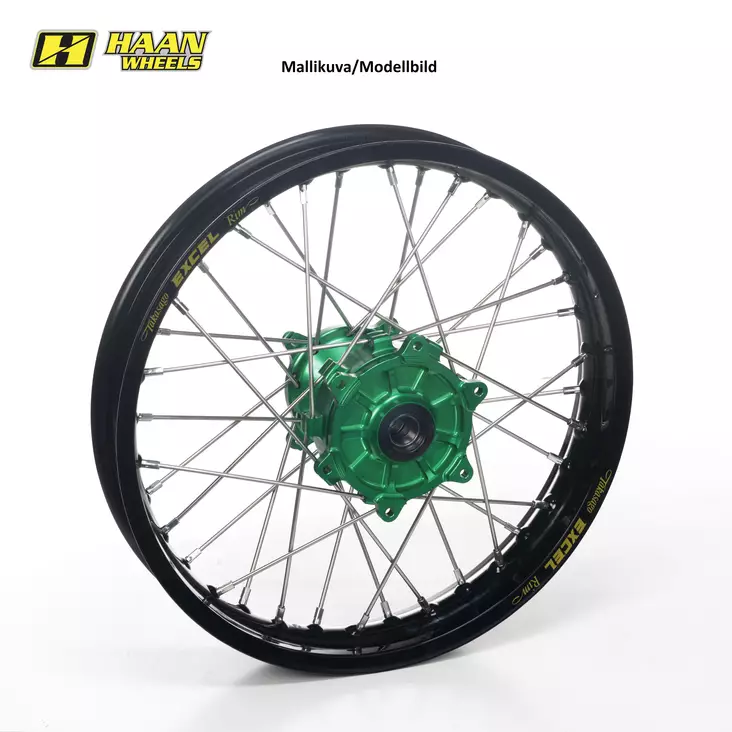 Haan wheel KX450 19-.. 17-3,50 GREEN HUB/BLACK RIM - Moottoripyörän täydelliset vanteet - D303423 - 1