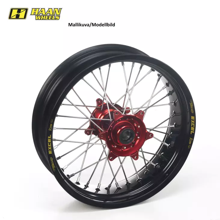 Haan wheel SX&SXF 95-12 17-4,50 BLACK RIM/RED HUB/BLACK SPOKES/RED NIPPLES - Moottoripyörän täydelliset vanteet - D230513 - 1