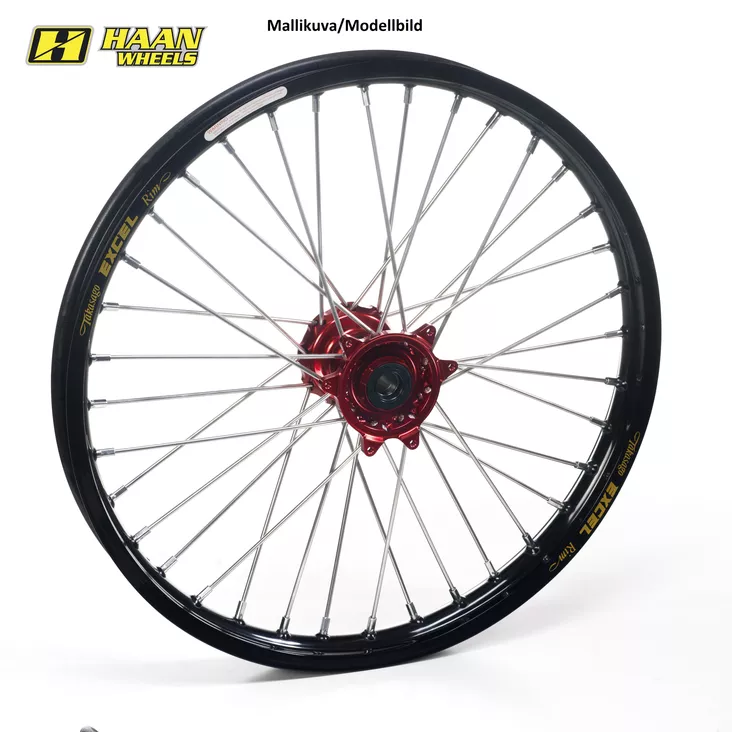 Haan Wh F. fits for MC85 21-.. 19"-1,60 Black Rim Red Hub - Moottoripyörän täydelliset vanteet - D539683 - 1