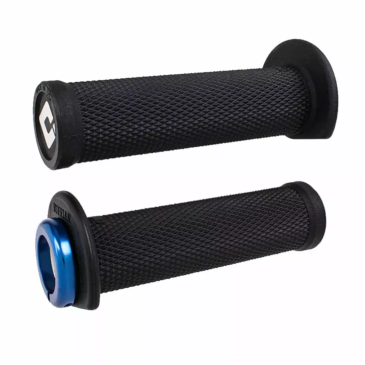 ODI (Single-Clamp) GRIPS RUFFIAN ATV/PWC - V2.1 L/O 125mm ¾ Flg Black w/Blue Cla - Moottoripyörän kahvakumit - D510093 - 1