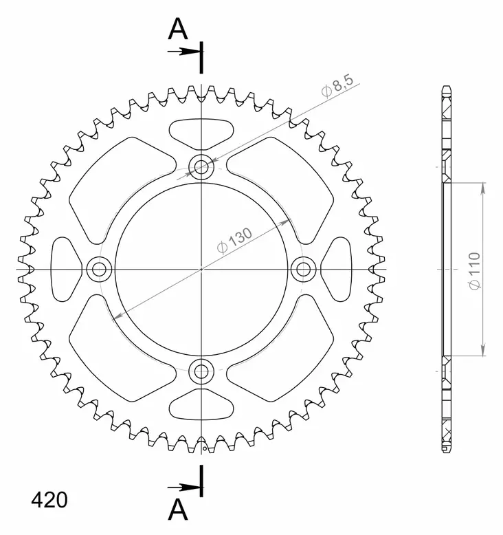 Supersprox Alumiini takaratas RAL-209:56 Musta - Moottoripyörän takarattaat - D306603 - 1