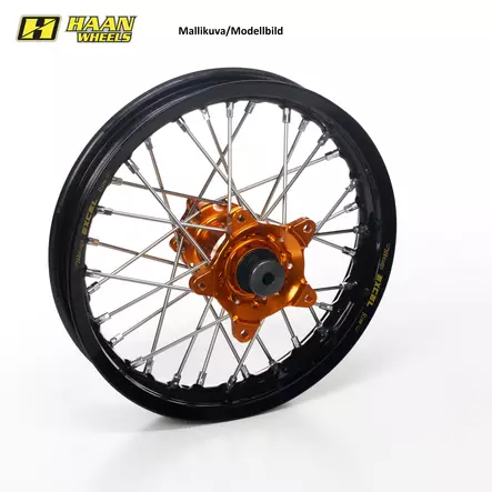Haan wheel SX&SXF 15- /EXC MODELS 16- 17-3,50 BLACK RIM/ORANGE HUB - Moottoripyörän täydelliset vanteet - D196524 - 1