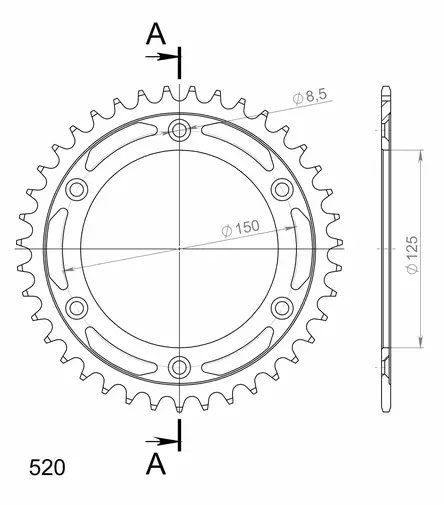 Supersprox Teräs takaratas KTM/Husqv./Husab. Musta 39 - Moottoripyörän takarattaat - D211754 - 2