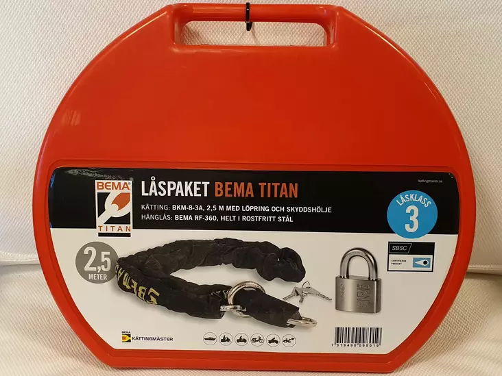 BEMA Lukkopaketti Titan ketju&lukko Ketjun pit. 2.50m - Vene lukkoja - D190004 - 1