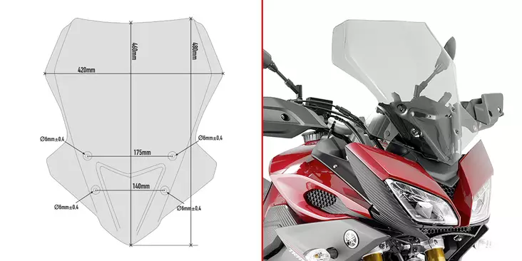 Givi Spoileriplexi 48 x 42 cm (k x l) MT-09 Tracer (15) - Moottoripyörän tuulisuojat - D192434 - 1