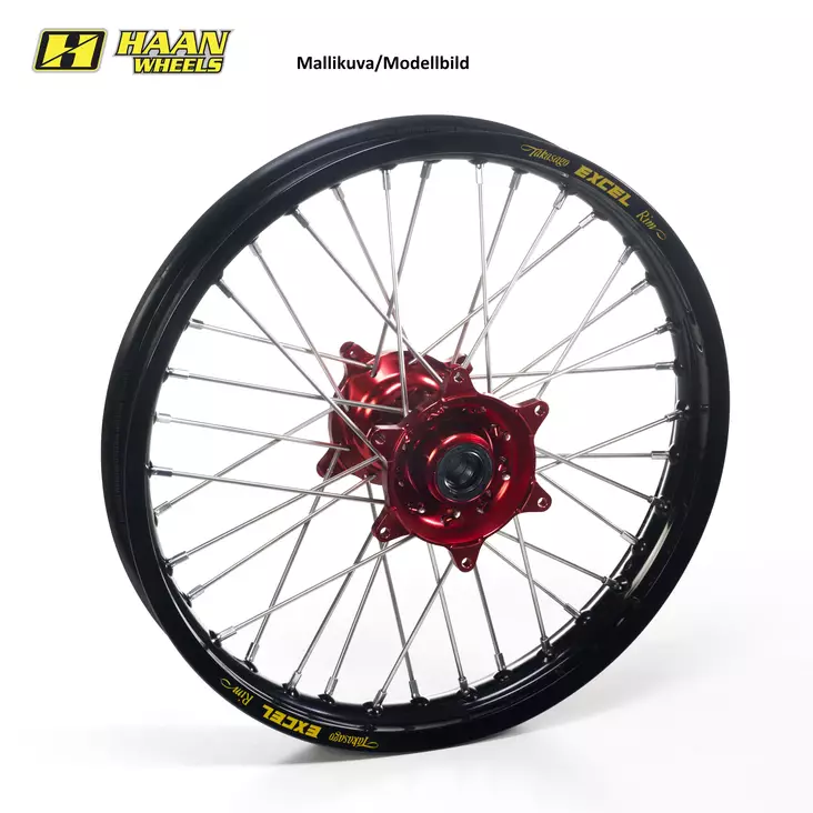 Haan wheel CRF150 07- 16-1,85 RED HUB/BLACK RIM - Moottoripyörän täydelliset vanteet - D92504 - 1