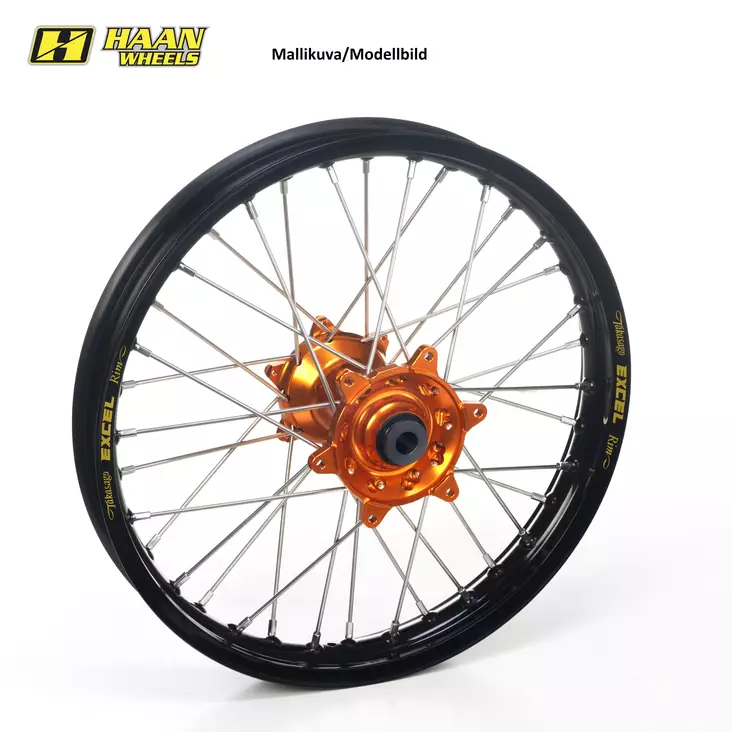Haan wheel KTM EXC & EXC-F 18-2.50 ORANGE HUB/BLACK RIM WITH CUSH - Moottoripyörän täydelliset vanteet - D281014 - 1