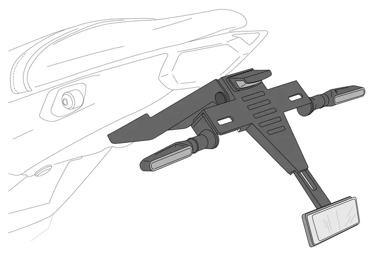 Puig License Support Yamaha Yzf-R7 22'- C/Black - Moottoripyörän kilven kiinnikket - D466074 - 1