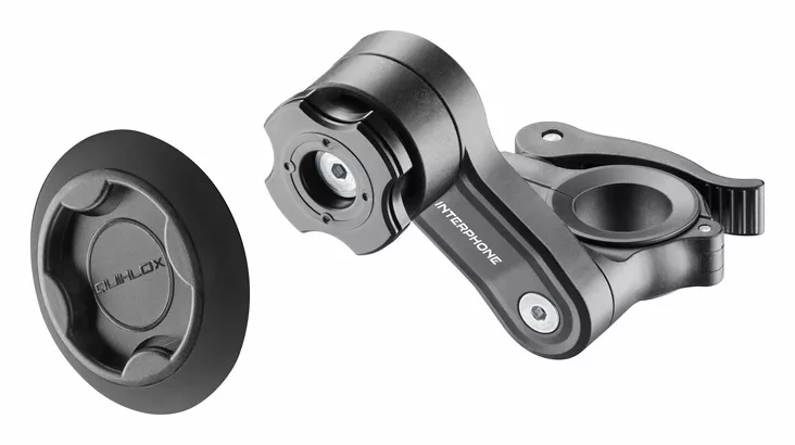 Interphone Quiklox adhesive pad + handlebar mount - Moottoripyörän matkapuhelintarvikkeet - D527374 - 1
