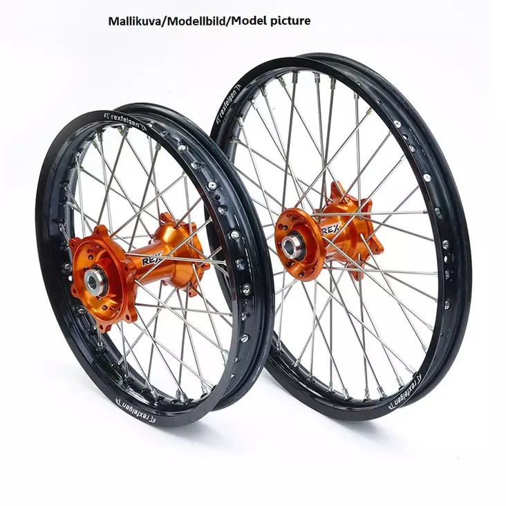 REX WHEELS 21-1,60 KTM EXC 03-15, SX-F 03-14 MUSTA VANNE/ORANSSI NAPA 26MM - Moottoripyörän täydelliset vanteet - D221944 - 1