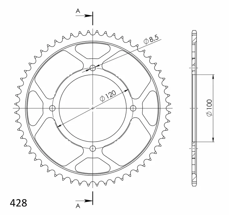 Supersprox / JT Teräs takaratas 1140.56 - Moottoripyörän takarattaat - D216364 - 2